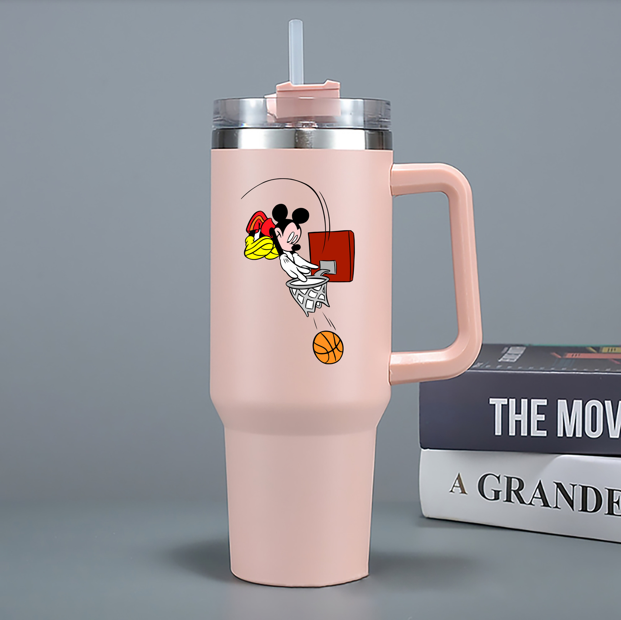 ミッキーマウス Mickey Mouse 1200mL車用タンブラー - クリスタルステッカー（プラスチックストロー付き）